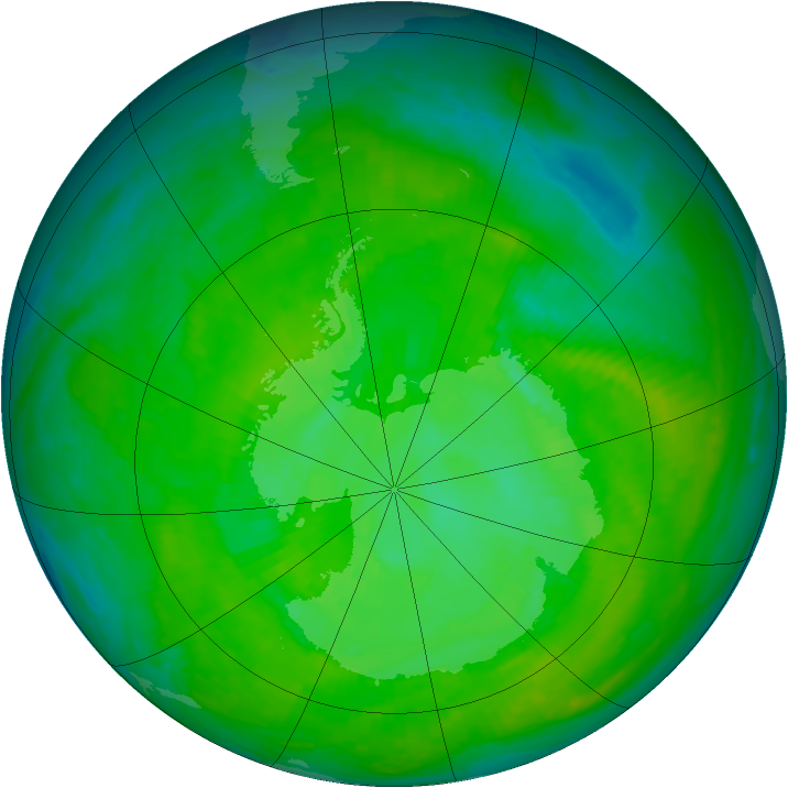 Antarctic ozone map for 07 December 2000
